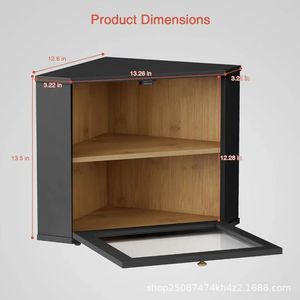 Asaki Wooden Bread Box Double Layer Desktop <b>Storage</b> <b>Kitchen</b> Condiment Rack - Product Image 5