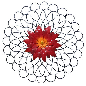 ROUND <b>FLOWER</b> DESIGN ALUMINIUM <b>WALL</b> ART for BEDROOM HALLWAY OUTDOOR INDOOR - Product Image 1