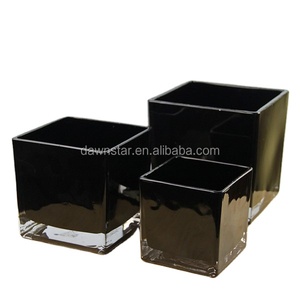 Prezzo all'ingrosso Profumato <span class=keywords><strong>Di</strong></span> Soia Candela <span class=keywords><strong>di</strong></span> Vetro, Riciclata Quadrato Nero Candela vaso - Product Image 2