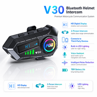Casque de moto 6.0 avec interphone 1 à 1, écran numérique LED, IP56, conception détachable, réponse vocale IA, 1000 mAh