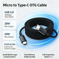Cable OTG de Doble Vía Tipo C a Micro USB, USB2.0 480Mbps 20W, Cable de Carga y Datos Trenzado, Longitud Personalizada con Logotipo para Dispositivos Android