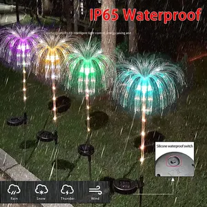 Luzes solares decorativas de fibra óptica, à prova d' água, para áreas externas, luz para jardim