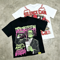 T-shirt graphique personnalisé pour homme 100% coton épais Streetwear Impression sérigraphique Coupe carrée Courte Oversize Épaules tombantes