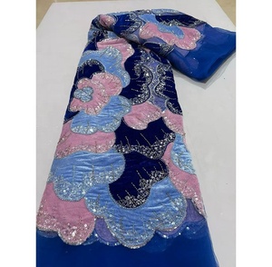 Vestidos de Fiesta Africanos para <span class=keywords><strong>Mujer</strong></span>, Estilo Vintage, con Encaje Francés, Lentejuelas y Flores Grandes, Ecológicos, con Adornos de Cuentas, para Ocasiones Ceremoniales - Product Image 3