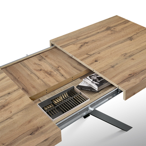 Table à manger extensible gris ciment 160x90, base en MDF, plateau en mélamine, usage intérieur - Product Image 4