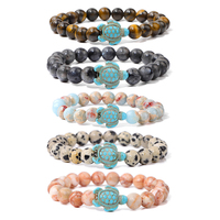 Bracelet en perles de pierres naturelles avec breloque tortue de mer turquoise, bijoux fantaisie en gros pour homme et femme, idéal pour les anniversaires