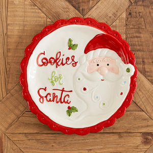 Assiette ronde en céramique Père Noël, grande taille, pour la veille de Noël, vaisselle de table, assiette plate pour fruits à usage domestique - Product Image 2