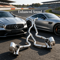 Tuyau d'échappement haute performance en acier inoxydable pour système d'échappement arrière, embouts bleus brûlés, valve, compatible universel Mercedes-Benz