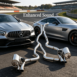 Tuyau d'échappement haute performance en acier inoxydable pour système d'échappement arrière, embouts bleus brûlés, valve, compatible universel Mercedes-Benz - Product Image 2