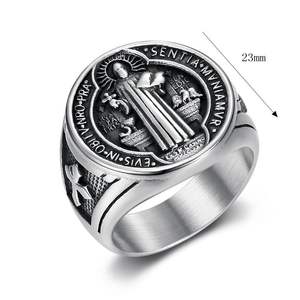 Roestvrijstalen Jeruzalem Kruis <span class=keywords><strong>Ring</strong></span> 18K Vergulde Vintage Heren Hiphop Stijl Jesus Kruis Gouden <span class=keywords><strong>Ring</strong></span> - Product Image 5