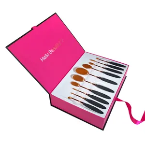 Kunden spezifisches Design Luxus schwarz Magnet papier Geschenk Kosmetik Make-up Pinsel Verpackungs boxen mit Kunststoffs chale Einsatz