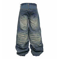 Jeans chinois OEM, fabrication streetwear, jeans super baggy pour hommes, effet délavé, denim vintage, pantalon avec patchs en velours côtelé, tendance