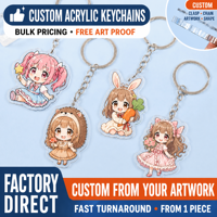 Porte-clés personnalisé en acrylique Anime, mousqueton en acrylique de 2 mm, impression UV vif, vente en gros OEM, impression couleur vive