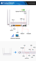 Catv 2 Tel WiFi RJ11 VoIP 4GE 5G FTTH 4 Puertos Fibra GPON ONU Doble Banda AC 1200 Giga BT-711XR USB 1 Año de Garantía