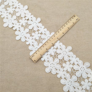 Bordado Soluble en agua de seda de leche con adorno de encaje de flores de poliéster 100% para ropa de hogar - Product Image 3