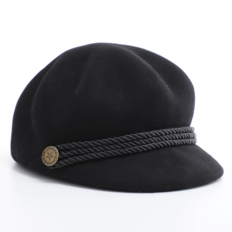 Качественный Однотонный женский берет, элегантный женский шерстяной фетровый берет