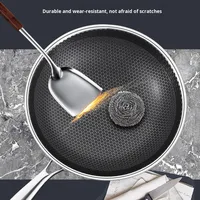 Poêle à frire en acier inoxydable 316 moderne et durable, à induction concave, antiadhésive, à fond pointu, pour cuisinière à gaz