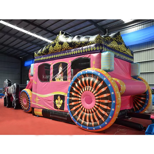 Castillo Inflable con Tobogán de Caballo Blanco y Carroza Rosa, Parque de Juegos Inflable para Eventos, Combo de Castillo Inflable - Product Image 4