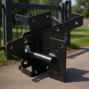 Loquet de portail à levier automatique en métal robuste avec trou de verrouillage, design industriel, revêtement en poudre - Product Image 2