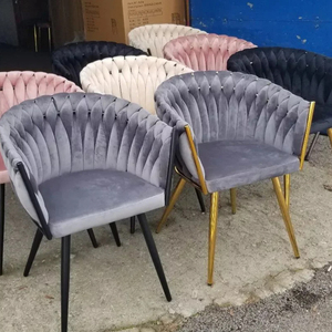 Chaise de salle <span class=keywords><strong>à</strong></span> manger en velours avec pieds en métal, tabouret de maquillage avec dossier démontable <span class=keywords><strong>pour</strong></span> chambre <span class=keywords><strong>à</strong></span> coucher, salon de manucure - Product Image 3