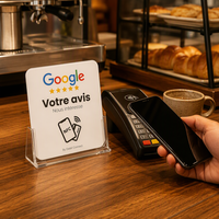 Carte Google Review NFC RFID ISO Modèle Pivot U-Card en PVC Acrylique Époxy Étanche avec Code QR Puce NTAG213 13.56MHz Carte Cadeau