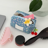 Sac de maquillage à paillettes scintillantes fait à la main sac cosmétique bleu petit organisateur de toilette de voyage magnifique pochette à fermeture éclair