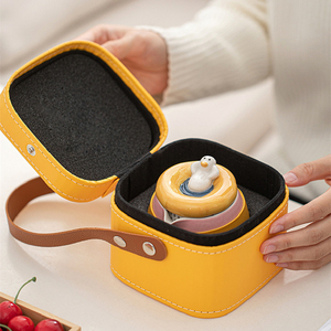 해피 덕 옐로우 세라믹 여행용 티포트와 컵 세트 귀여운 티컵과 포트 세트 어린이 여행 친화적인 티컵 머그 세트 - Product Image 2