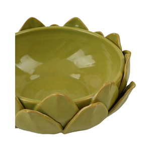 Bol en céramique avec feuilles d'artichaut, fait à la main, décoratif - Product Image 5