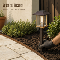 Lampe solaire de jardin en aluminium marron, blanc chaud 2700K, 55cm, ampoule 6203 rechargeable pour allées de cour, bords de terrasse, bordures de fleurs