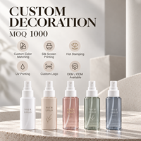 Flacon pulvérisateur en plastique PET personnalisé, fantaisie, 80 ml, 100 ml, 120 ml, 150 ml, pour désinfectant pour les mains, cosmétiques, brume fine