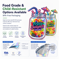 FDA GRS goedgekeurde, op maat bedrukte, geurbestendige, kinderveilige, food grade, gestanste mylar zakken, staande pouch