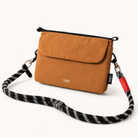 Sac bandoulière léger en nylon résistant à l'eau, petite pochette pour téléphone, sac de voyage multi-poches avec sangle en corde détachable