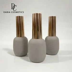 Daria cosmétiques prix d'usine échantillon gratuit 12ml 15ml noir mat rond vide bouteille de vernis à ongles gel avec couvercles de couleurs noires mates