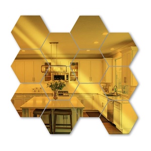 Miroir décoratif hexagonal en verre argenté multicolore pour la décoration murale artistique de la maison - Product Image 3