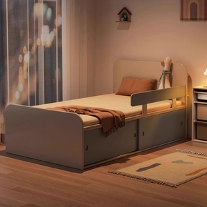 Cama para niños estilo crema, cama para dormitorio <span class=keywords><strong>de</strong></span> niñas, cama individual, cama <span class=keywords><strong>de</strong></span> barandilla para adolescentes, cama <span class=keywords><strong>de</strong></span> media altura, cama <span class=keywords><strong>de</strong></span> tamaño pequeño - Product Image 4