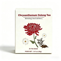 Mélange de Thé Herbal Oolong et Chrysanthème OEM ODM, Qualité Premium ISO22000 Halal, 20 Sachets de Thé pour Infusion Chaude ou Froide
