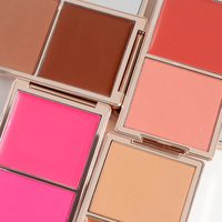 Double-Take High Pigment Rosy Blush Matte & Dew Finish Vibrant Orange Red Blush Palette Cream & Powder Blush