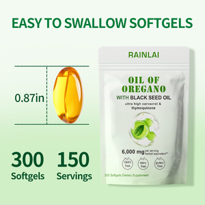 Huile d'<span class=keywords><strong>origan</strong></span> 2 en 1 6000mg avec huile de nigelle 200mg, capsules de supplément d'huile d'<span class=keywords><strong>origan</strong></span>, 300 gélules molles - Product Image 1