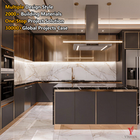 Fábrica de Armários de Cozinha Foshan: Armários de Cozinha Modernos, Modulares e de Luxo em Madeira com Torneira, Cesto de Gaveta e Ilha para Vila, Certificados CE