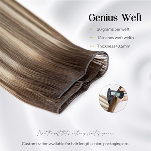Para Genius Weft 20g Extensiones de cabello Remy ruso de doble estiramiento Raw Virgin Thin Invisible No Return Hair Dyed-No Chemical - Product Image 2