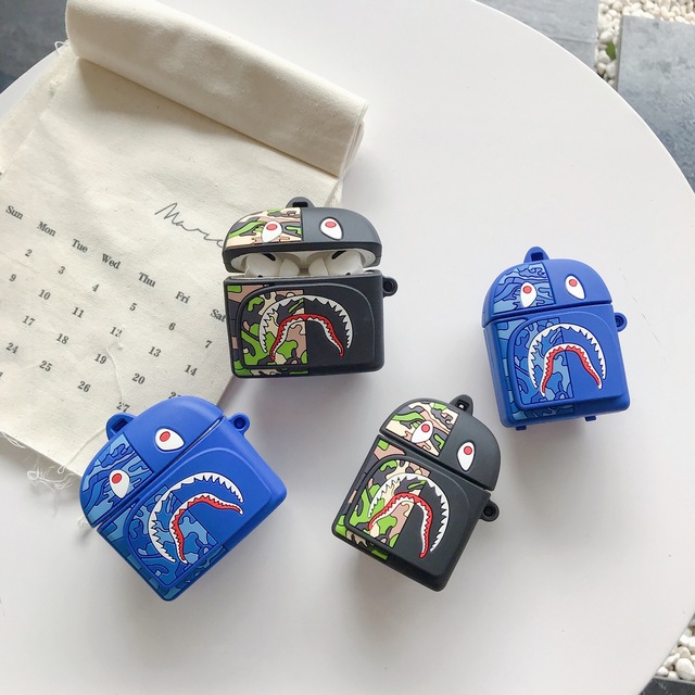 3D Designers Shockproof Silicone Shark Backpack Bag Protective Cover Headphone Cases for Airpods 1 2 3 Pro Earphone Accessories