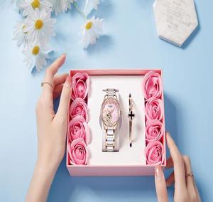 기계식 시계 새로운 숙녀 녹색 석영 여성 시계 선물 세트 항목 트렌드 제품 2025 온라인 도매 공급 업체 - Product Image 6