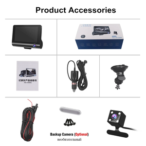 Câmera de ré automotiva com 3 lentes, <span class=keywords><strong>dvr</strong></span>, 4 polegadas, ips, lente dupla, retrovisor, gravador de vídeo, registrador automotivo, visão noturna - Product Image 6