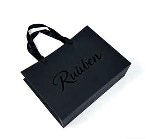 Wholesale <b>Black</b> Custom Paper <b>Bag</b> Cosmetics Clothing Packaging Shopping <b>Bag</b> Logo Printed Luxury Gift <b>Bags</b> for <b>Small</b> Business - Product Image 4