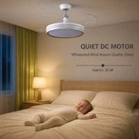 Ventilateur de plafond intelligent avec lumière, hauteur réglable, alimentation CA, taille moyenne, pour salon et chambre à coucher
