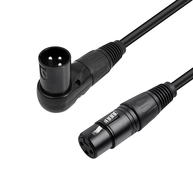 0.3m 1m 1.8m Double Shielded Nickel Plated 90 Degree 3p Xlr Male to Female Audio Microphone Cable Xlr Balanced Audio Cable
