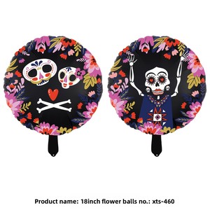 Nouveaux ballons en aluminium Paigo de 18 pouces pour Halloween, styles variés, forme ronde, avec des motifs de sorciers, de fantômes, de grimaces et de squelettes - Product Image 4
