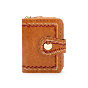 Zenos Heart Buckle Women Short Wallet Embroidery PU Leather Multi Card Slots Foldable Coin <b>Purse</b> - Product Image 3
