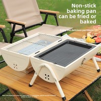 Grill Barbecue d'Extérieur Pliant à Charbon de Bois de Haute Qualité, Portable et Sans Fumée en Acier