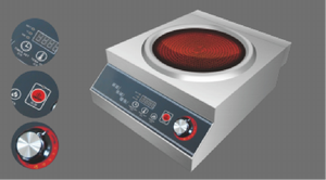 Table de cuisson à induction commerciale haute puissance en acier inoxydable avec panneau en verre titane/microcristallin, 13 réglages de puissance, 5000W - Product Image 1